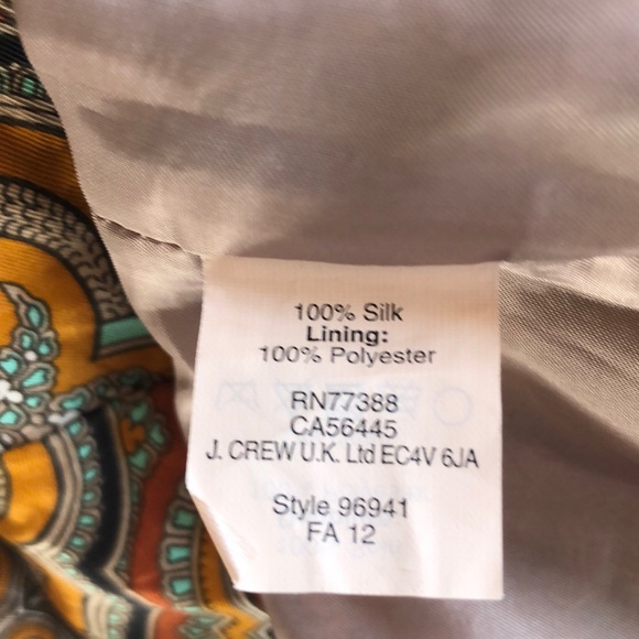 J Crew Collection 100% Silk Jules Gold Paisley Dress With Pockets Womens Size 6 - Picture 9 of 15